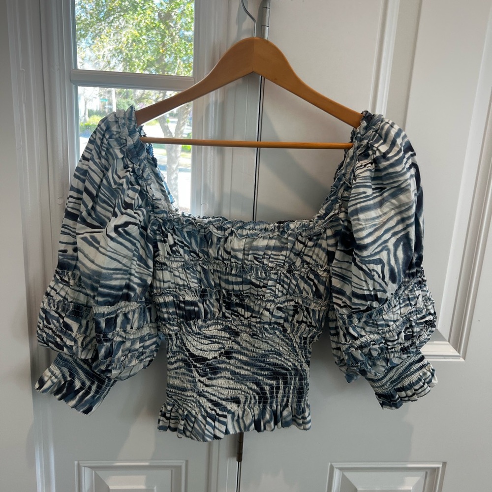 Zebra Print Smocked Women's Top